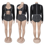 Plus Size Hot Drill Long Sleeve Three Piece Set NY-3508
