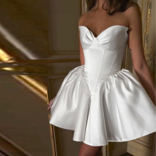 Solid Color One Shoulder Tube Top Dress FL-XY24627PFO
