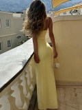 Solid Color Backless Sling Maxi Dress GFRT-060133TBL