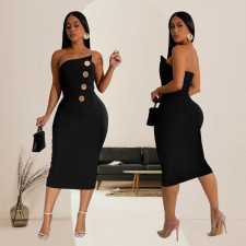 Sexy Tube Tops Buitton Midi Dress BY-7326