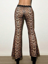 Lace Print Leopard Flare Pants GFRT-060019PBL