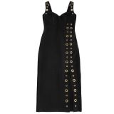 Slim Button Sleeveless Sexy Midi Dress BY-7322