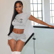 Letter Print Short Sleeve Shorts 2 Piece Set GDSF-D25ST154