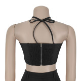 Sexy Halterneck Tops Hollow Out Pants 2 Piece Set BY-7313