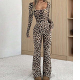 Square Neck Leopard Print Jumpsuit GFRT-060015JBL