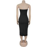 Sexy Tube Tops Buitton Midi Dress BY-7326