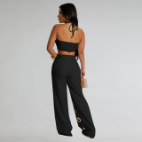 Sexy Halterneck Tops Hollow Out Pants 2 Piece Set BY-7313