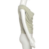 Solid Color Slash Neck Sleeveless Tops XEF-K25L69818