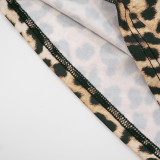 Leopard Print Lace Patchwork Two Piece Short Set GDSF-D25ST139