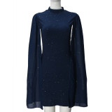 Hot Drill Patchwork Petal Sleeve Mini Dress GFRT-60001DBL