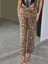 Leopard Print Sequin Straight Pants GFRT-060014PBL