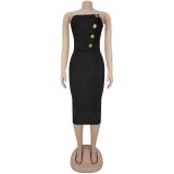 Sexy Tube Tops Buitton Midi Dress BY-7326