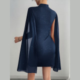 Hot Drill Patchwork Petal Sleeve Mini Dress GFRT-60001DBL