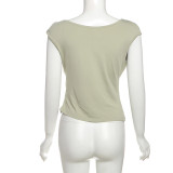 Solid Color Slash Neck Sleeveless Tops XEF-K25L69818