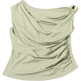Solid Color Slash Neck Sleeveless Tops XEF-K25L69818