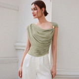 Solid Color Slash Neck Sleeveless Tops XEF-K25L69818