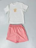 Short Sleeve Solid Print Two Piece Short Set GLJS-B8317