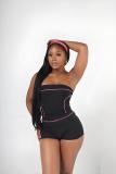 Color Block Wrap Chest Sport Yoga Shorts Suit  GBGF-6617