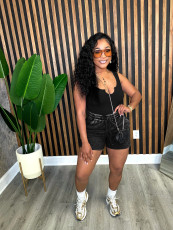 Solid Color Sleeveless Tank Tops Two Piece Shorts Set SFY-731