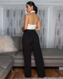 Sleeveless Patchwork Wide Leg Jumpsuit OSM-4480