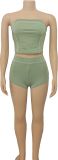 Color Block Wrap Chest Sport Yoga Shorts Suit  GBGF-6617