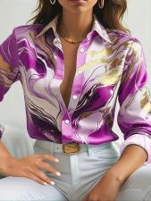 Long Sleeve Lapel Loose Print Shirt SH-391317