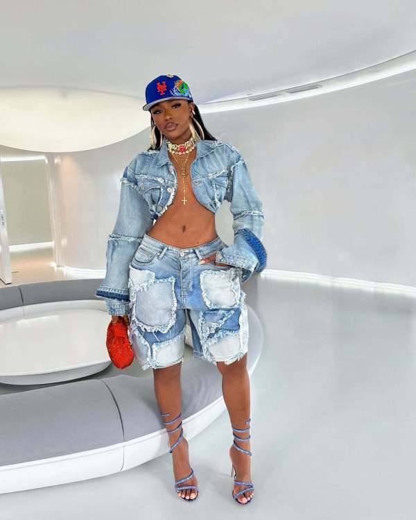 Vintage Washed Denim Long Sleeve Short Suit TR-1332