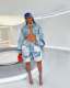 Vintage Washed Denim Long Sleeve Short Suit TR-1332