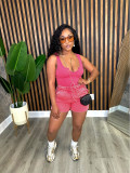 Solid Color Sleeveless Tank Tops Two Piece Shorts Set SFY-731