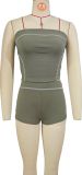 Color Block Wrap Chest Sport Yoga Shorts Suit  GBGF-6617