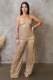 PU Leather Halter Sleeveless Wide Leg Jumpsuit OSM-4479