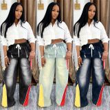 Contrast Color Gradient Straight Leg Denim Jeans SH-391370