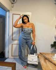 Fashion Wrap Denim Wide Leg Jumpsuit TR-1333