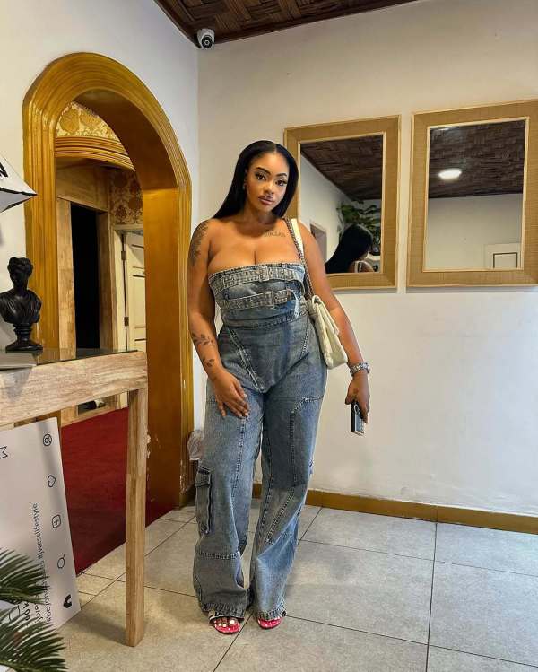 Fashion Wrap Denim Wide Leg Jumpsuit TR-1333
