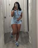 Sleeveless Lapel Neck Denim Romper MEM-88645