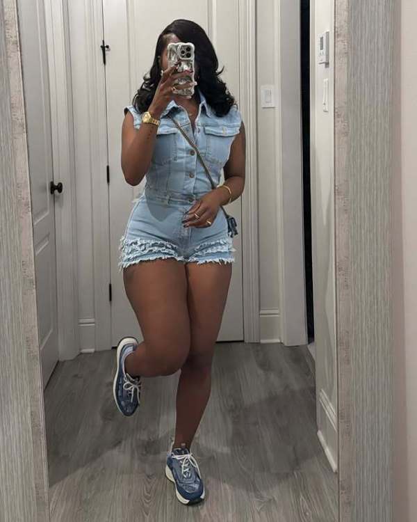 Sleeveless Lapel Neck Denim Romper MEM-88645