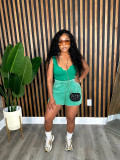 Solid Color Sleeveless Tank Tops Two Piece Shorts Set SFY-731