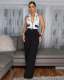 Sleeveless Patchwork Wide Leg Jumpsuit OSM-4480