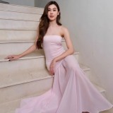 Patchwork Mesh Solid Color Tube Top Dress GWSD-D1994542