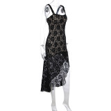 Lace See Through Sling Split Long Dress GWSD-D1994365