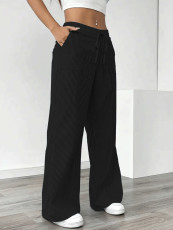 Solid Color Stripe Loose Wide Leg Pants GCNF-5798