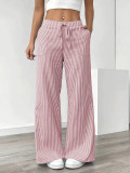 Solid Color Stripe Loose Wide Leg Pants GCNF-5798