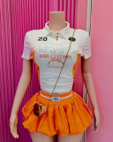 Lace Lace Letter Print Two Piece Skirts Suit YWXS-K25L10