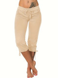 Bow Solid Color Casual Pants GCNF-5791