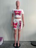 Short Sleeve Print Casual Two Piece Shorts Set SHMF-1002