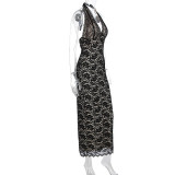 Lace See Through Backless Split Maxi Dress GWSD-D1994561