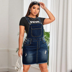 Plus Size Fashion Denim Strap Dress GDAM-218639