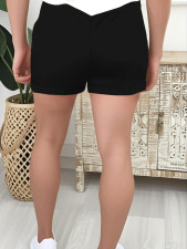 Solid Color Tie Up Casual Shorts GCNF-5792