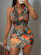 Tree Branch Printed Fashion Short Skirt Two Piece Set GBGF-8802