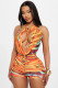 Sexy Print Tie Up Backless One Piece Swimsuit GBGF-8803